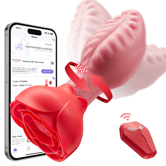 Sera - Tongue-Shaped 360° Rotating Anal Plug with Rose Base for Women & Men