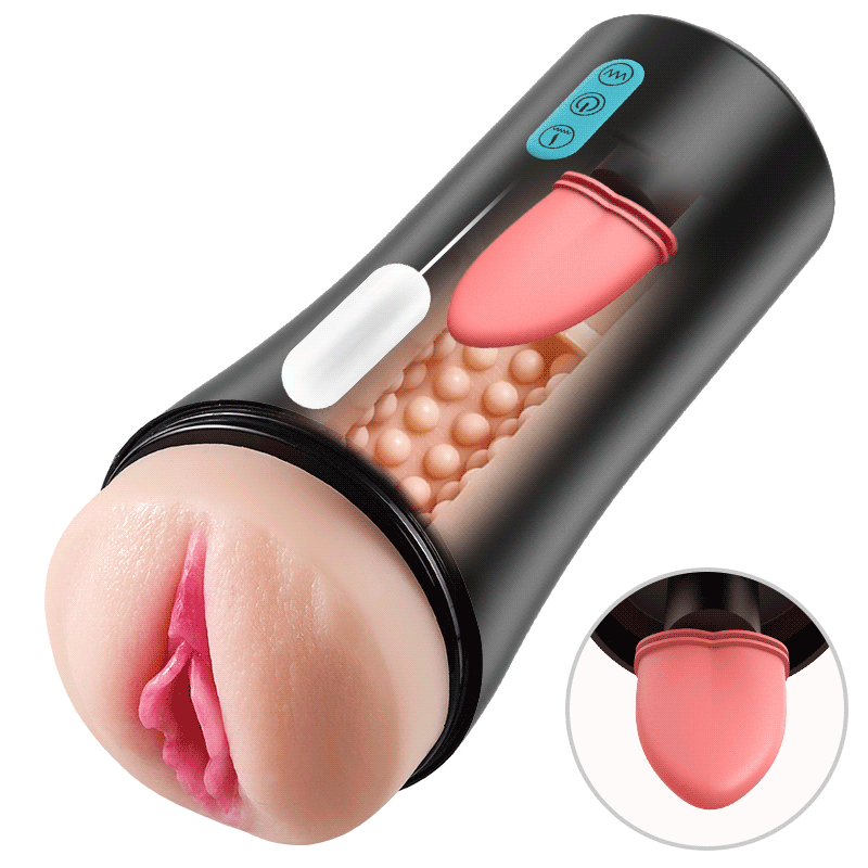 James - Lifelike Tongue Vaginal 10 Tongue Licking & Vibrating Male Stroker