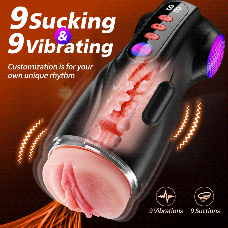Daphne - 3 Sleeves Pocket Pussy Penis Pump with 9 Sucking & 9 Vibrating Male Stroker