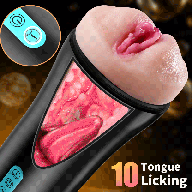James - Lifelike Tongue Vaginal 10 Tongue Licking & Vibrating Male Stroker