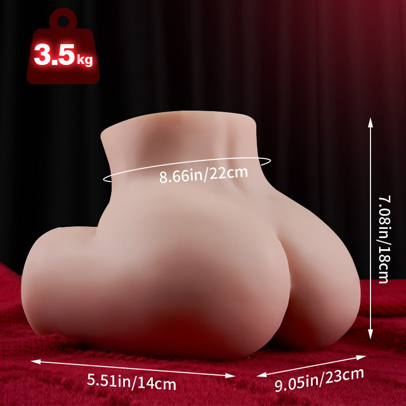 Natalia - Nude Realistic Butt 3 Vibrating Masturbator 5.5 lbs – Dual Channel Vibrating TPE Sex Doll
