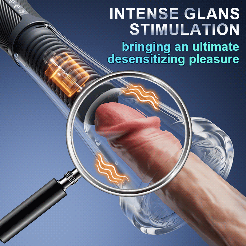 Acmejoy - Upgraded Stroker & Pump & Two Channels Interchange 4 IN 1 Vibration, Suction &  Glans Trainer Penis Pump