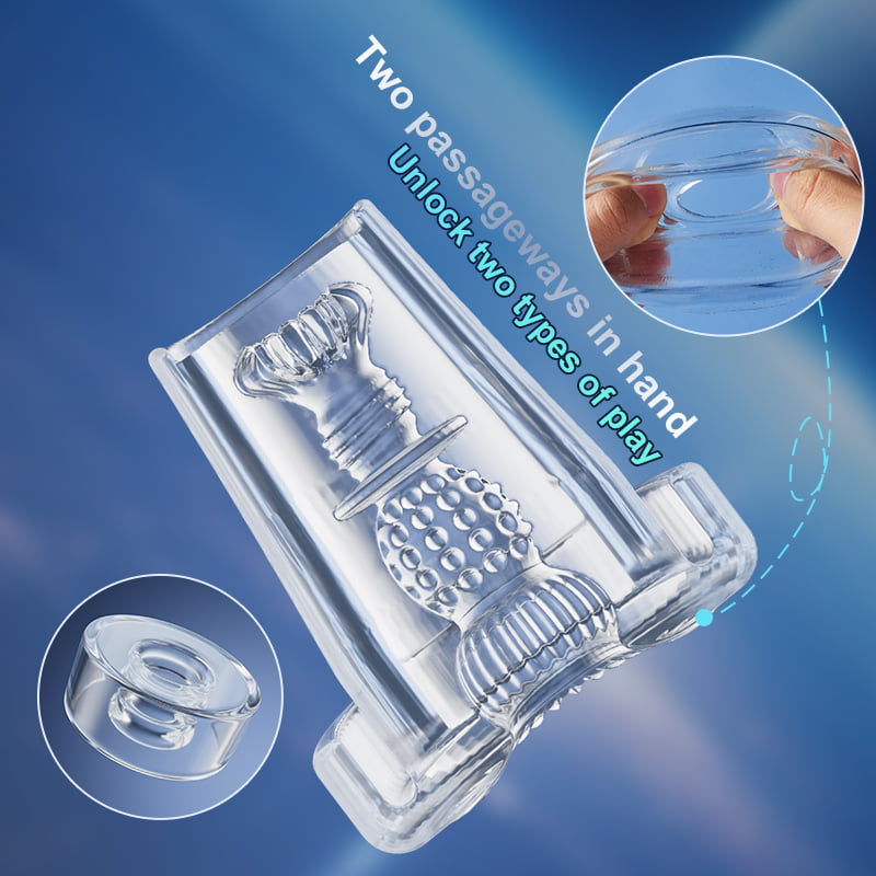 Acmejoy - Upgraded Stroker & Pump & Two Channels Interchange 4 IN 1 Vibration, Suction &  Glans Trainer Penis Pump