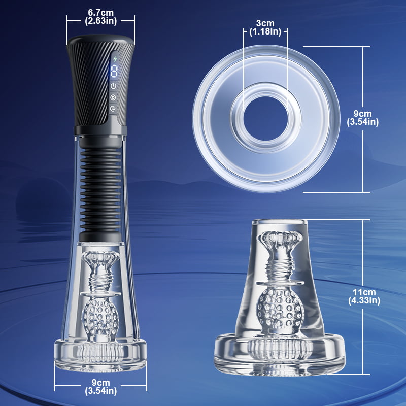 Acmejoy - Upgraded Stroker & Pump & Two Channels Interchange 4 IN 1 Vibration, Suction &  Glans Trainer Penis Pump