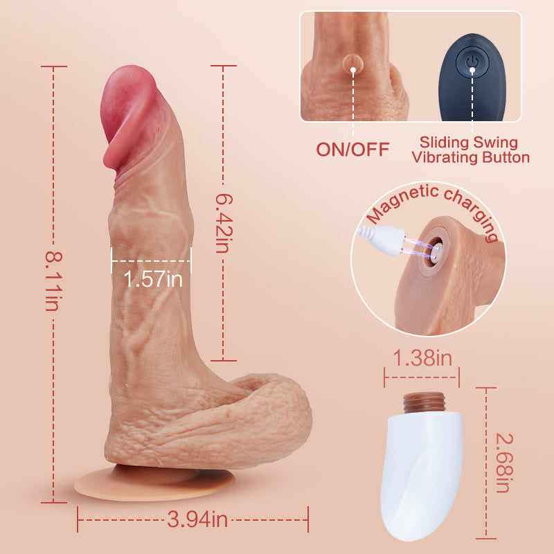 Blake - 10 Telescopic Swinging Vibrator App Control Dildo  6.41 IN with Suction Cup