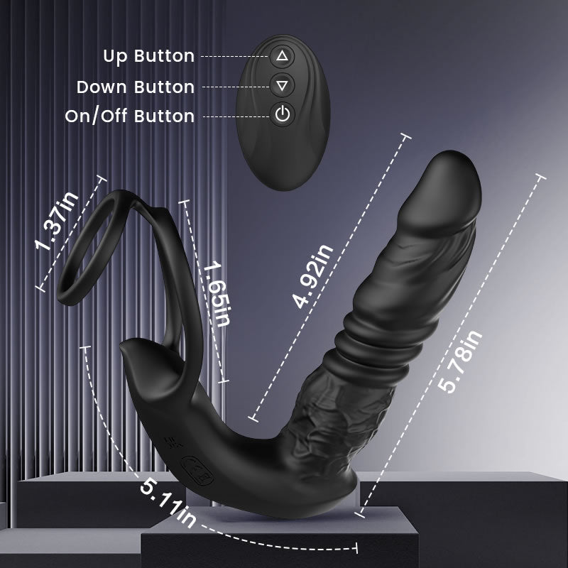 AcmeJoy Bluetooth Remote Control 9 Thrusting Vibrating Prostate Massager with Penis Ring