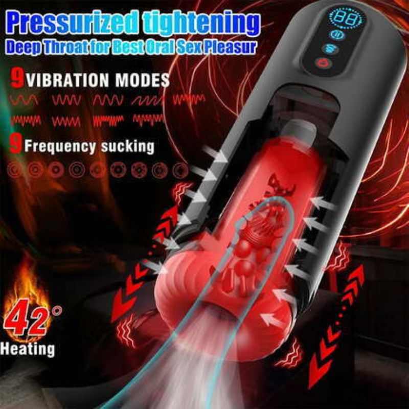 Acmejoy - 9 Telescopic Vibration Sucking Heated Aircraft Male Stroker