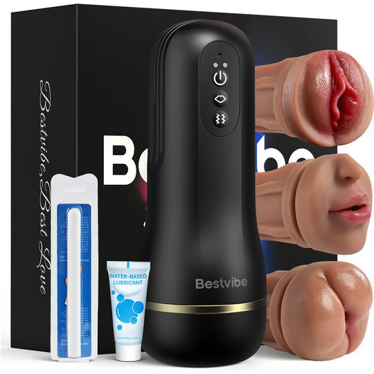 【$10 Off — Only 3 Days!】Bestvibe Pro - 3 Replaceable Sleeves 3 Unique Pleasure Male Masturbator 5 Suction & 10 Vibration Modes