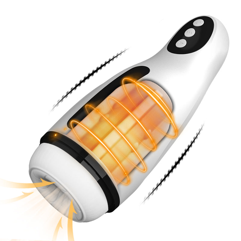 3-in-1 Heated Automatic Suction Vibrating Male Masturbator Cup with Realistic Oral Feel