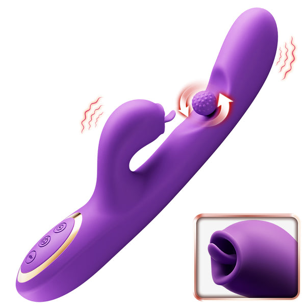Acmejoy - Tongue Licking Clitoral Stimulator Vibrator With 360° Rotation Rubbing Ball
