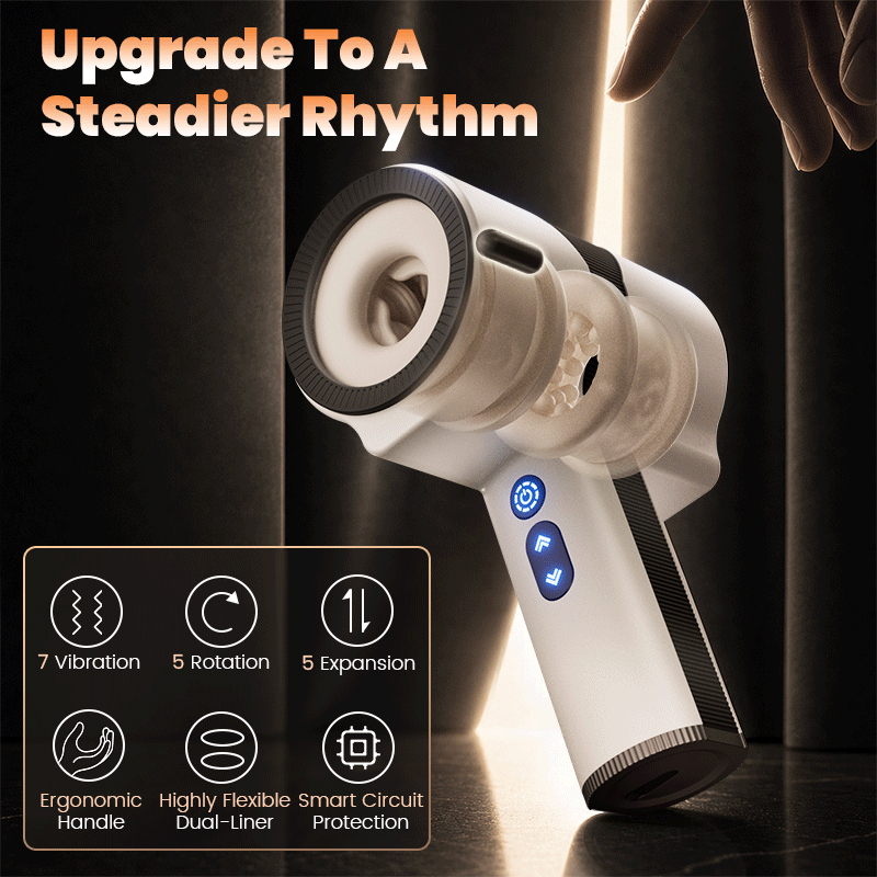 Raiden – Ergonomic Male Masturbator - Non-Slip Arc Handle for Fatigue-Free Grip + Durable Telescopic Rotation Motor