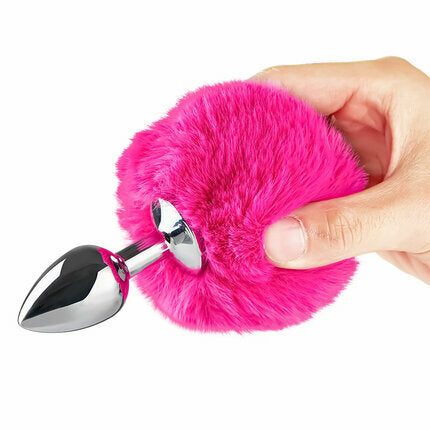 Metal Pink Hairball Base Butt Plug 5.51 Inch