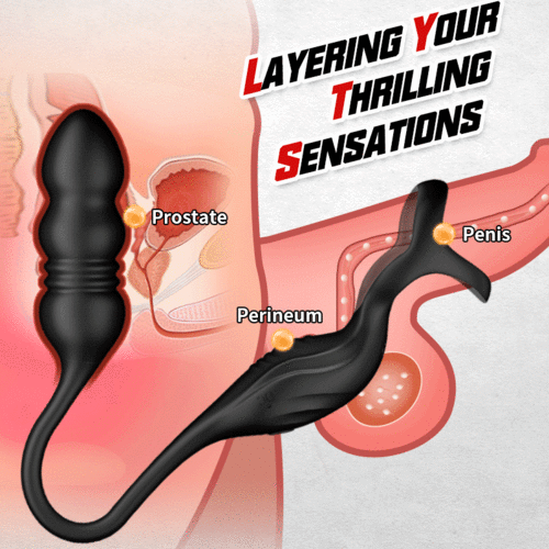 Acmejoy - 9 Thrusting & Vibrating Wearable Prostate Massager with Cock ring
