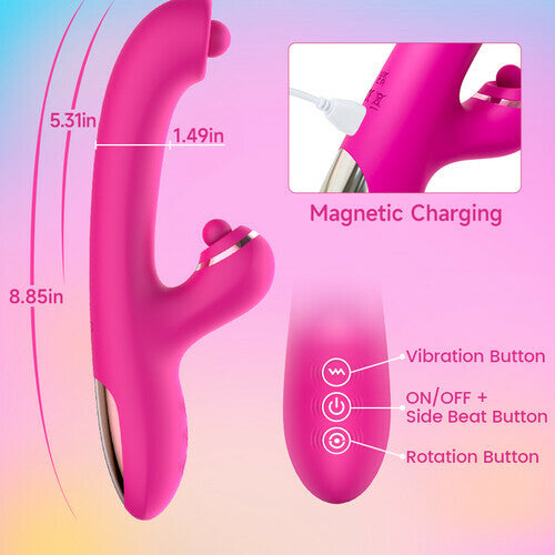 Acmejoy - G spot Vibrator with Dual-Ball Clit 7 Vibrating Tapping & 10 Rotating Stimulator