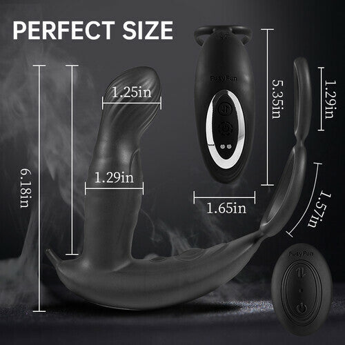 Acmejoy - 5 Thrusting 10 Vibrating Direct Prostate Massager with Cock Ring