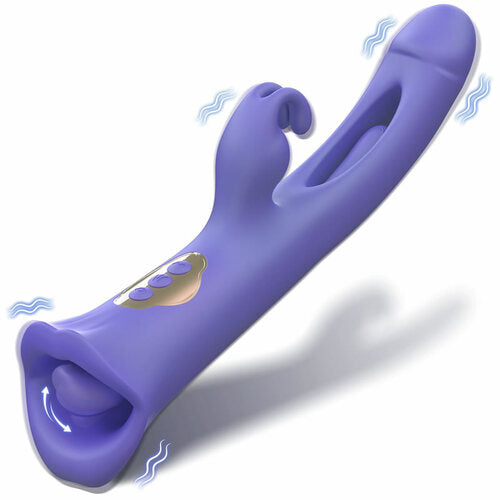 Acmejoy - Clit Nipple Anal Stimulation Rabbit Licking Vibrating Flapping 4 IN 1 Stimulator