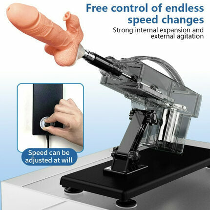 Acmejoy - Automatic Heating Swinging Vibrating Sex Machine with Dildo 14.6 Inch