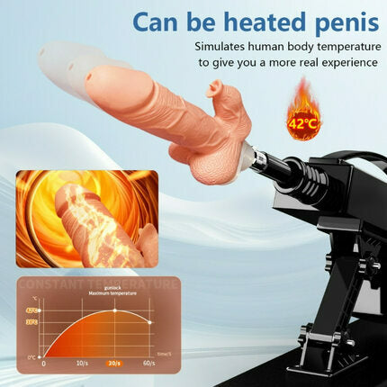 Acmejoy - Automatic Heating Swinging Vibrating Squirt Sex Machine with Dildo Remote 14.6 Inch