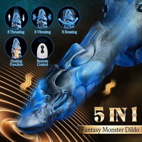 Acmejoy - 8 Thrusting Vibrating Swing Heating Huge Dildo with Suction Cup 9.5 Inch