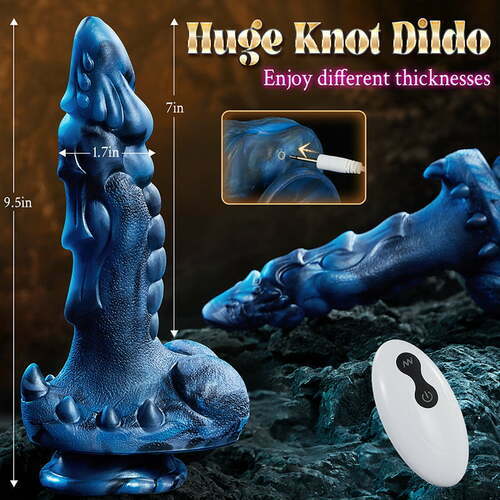 Acmejoy - 8 Thrusting Vibrating Swing Heating Huge Dildo with Suction Cup 9.5 Inch