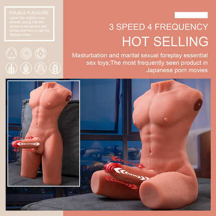 Jackson - 17.63LBS 6.69Inch Electric PulseThrusting Vibrating Dildo Tan Skin Male Torso Sex Doll