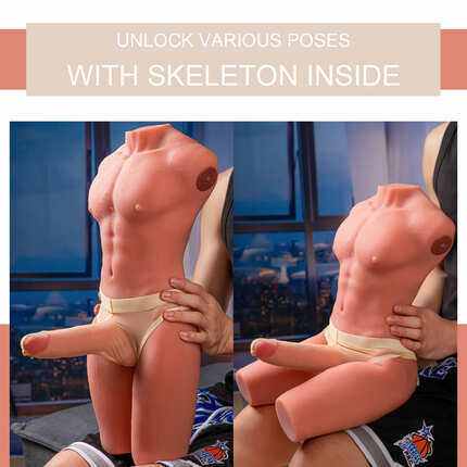 Jackson - 17.63LBS 6.69Inch Electric PulseThrusting Vibrating Dildo Tan Skin Male Torso Sex Doll