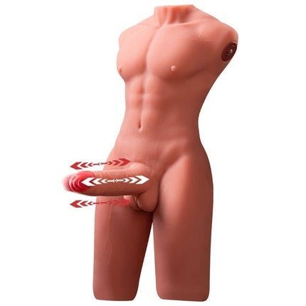 Jackson - 17.63LBS 6.69Inch Electric PulseThrusting Vibrating Dildo Tan Skin Male Torso Sex Doll