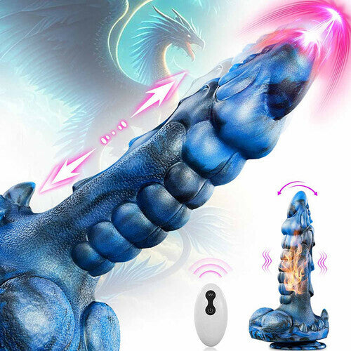 Acmejoy - 8 Thrusting Vibrating Swing Heating Huge Dildo with Suction Cup 9.5 Inch