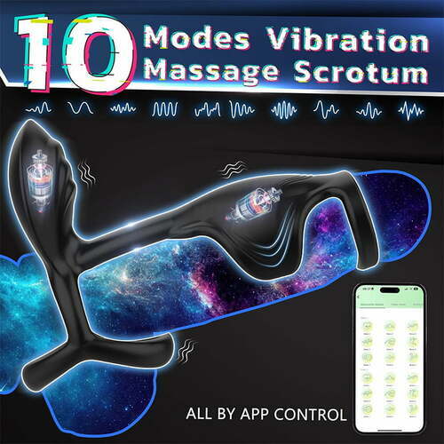 Acmejoy - Couple Use APP Control 10 Vibrating Male Silicone Penis Ring