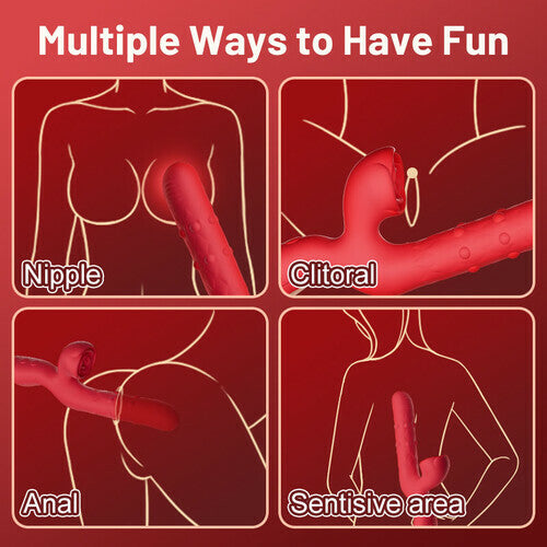 Acmejoy - 7 Thrusting Wiggling Rose Stimulator Vibrator