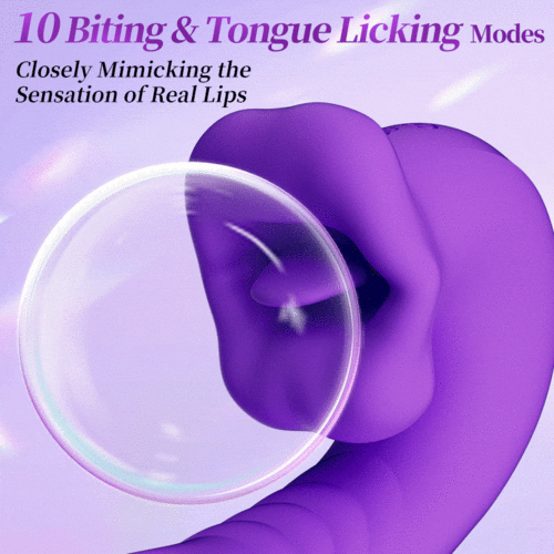 Acmejoy - Upgraded Mouth-Shaped 3 In 1 Flapping & Biting & Toungue Licking G-spot Vibrator