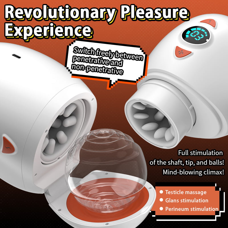 Acmejoy - Electric Male Masturbator with Rotating Piston, Glans Vibration & Testicle Massage