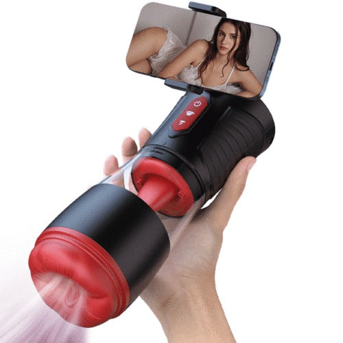 Acmejoy - 【Partner Play】LickMe Phone Holder 4 Suction 7 Tongue-Licking Voice Function Male Stroker Masturbator