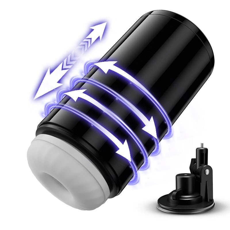 Lightspeed - 4 in 1 Masturbator Cup  7 Thrutings & 7 Rotatings  Suction Cup Mount  Magnetic Inner Liner