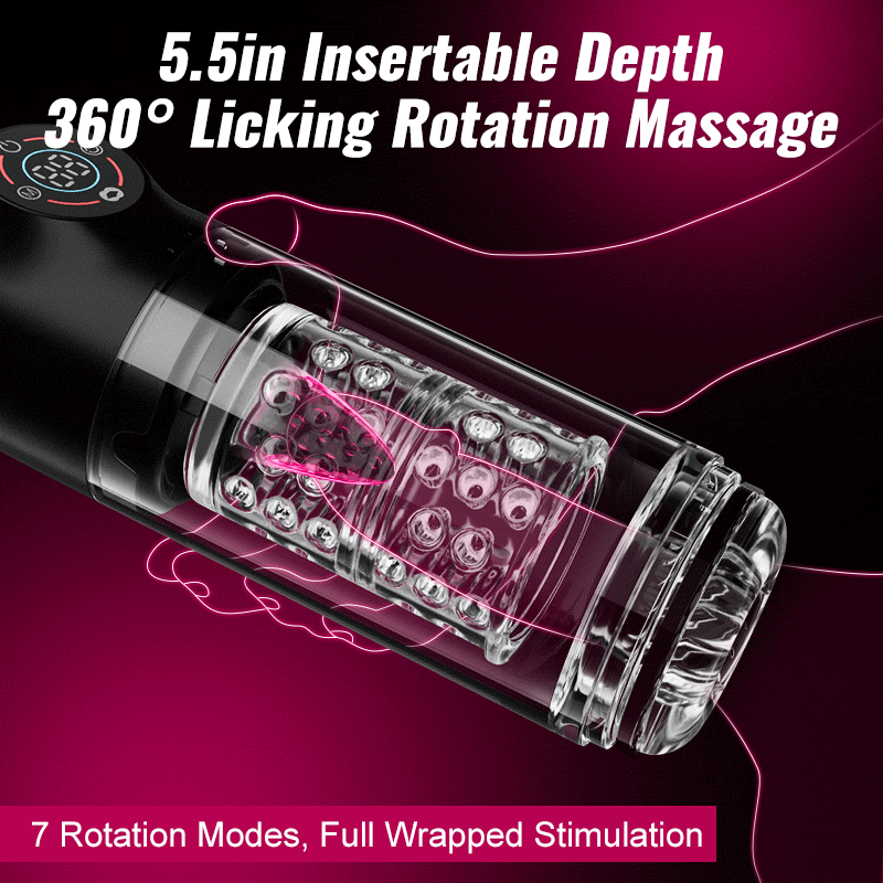 Poseidon - 7 Rotating 7 Sucking Licking LCD Display Pumps & Enlargers Automatic Male Masturbator