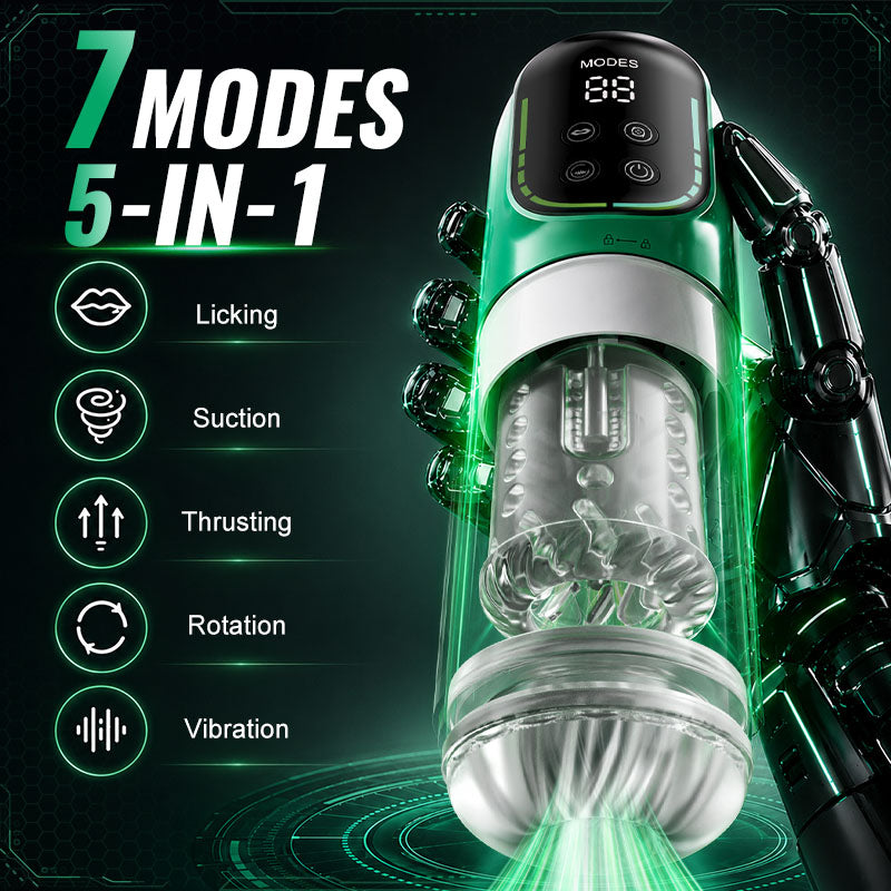 Heaven - 5 in 1 Male Masturbator 7 Thrusting Rotation Suction Vibration & Licking Intelligent Control Stroker