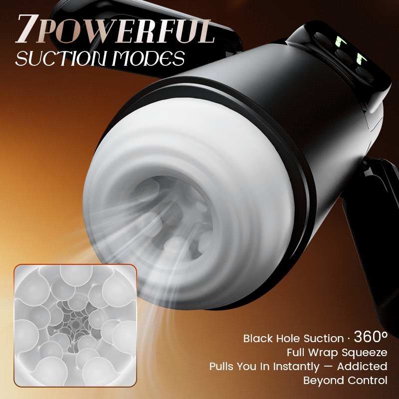 Phantom - 7 Suctions 7 Vibrations  Dual Handles  Large Granule Channel Texture  Male Stroker
