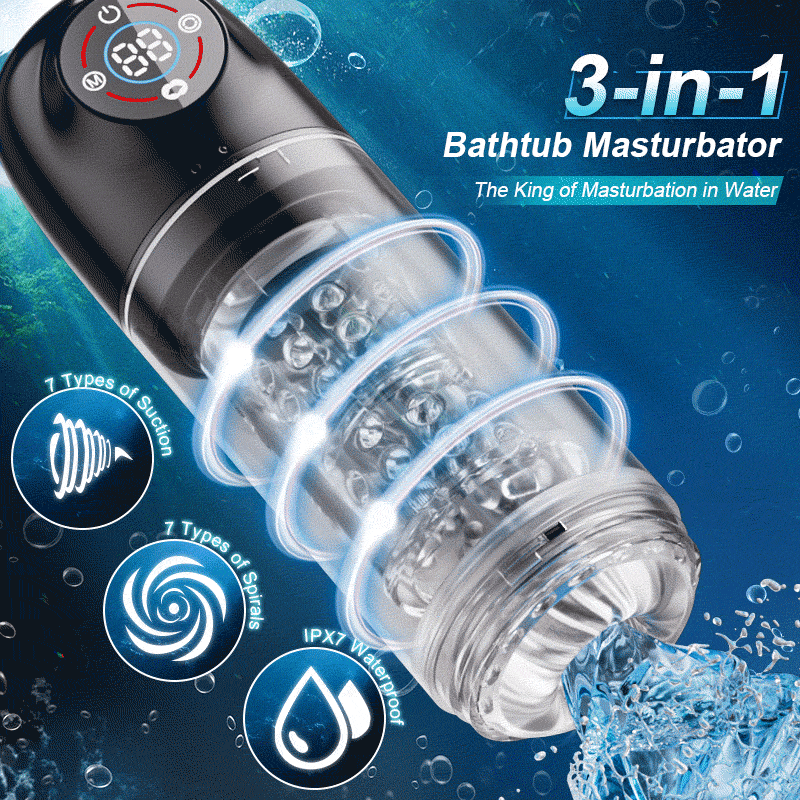 Poseidon - 7 Sucking Rotating Licking Male Stroker Bath Masturbator