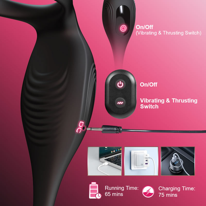 Ethan -  Thrusting & Vibrating Prostate Massager with Cock Ring