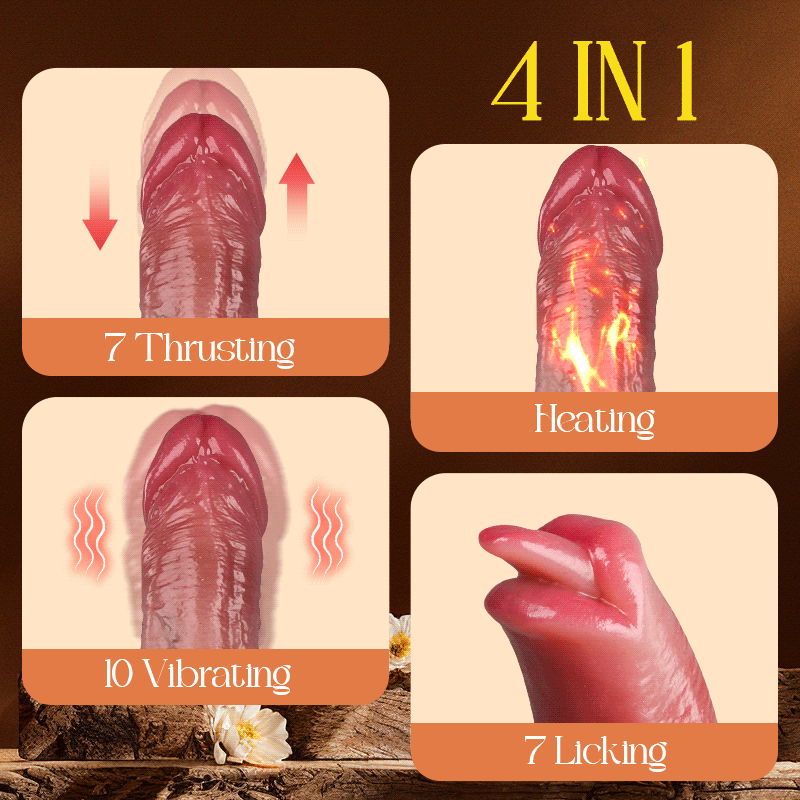 LickMax - UPGRADED 10.43 In Longer Licking Heating Thrusting Swinging Lifelike Dildo