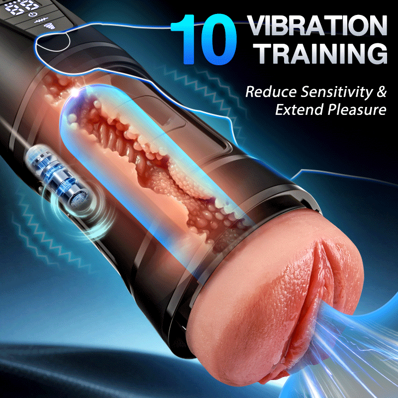 Challenger - 10 Vibrations, 5 Suctions, Ultra-Realistic Vagina, Simulated Masturbator