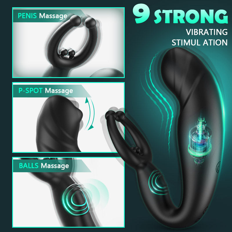 Acmejoy - Bead Massage P-spot 9 Vibrating Prostate Massager with Remote Control