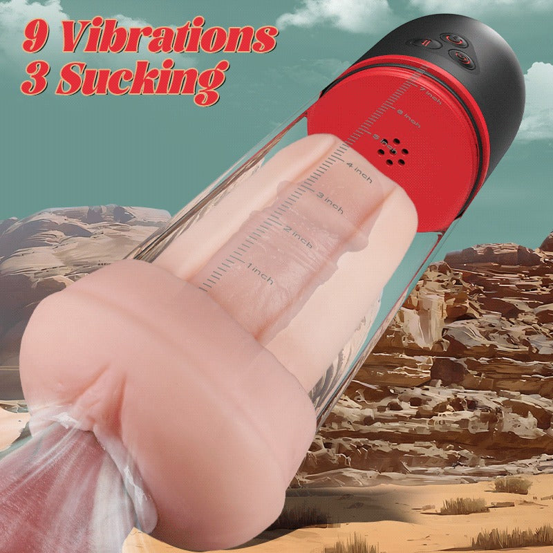 Acmejoy S-HANDE Pussy-Shaped Sleeve 3 Sucking 9 Vibrating Male Enlargement Pumps