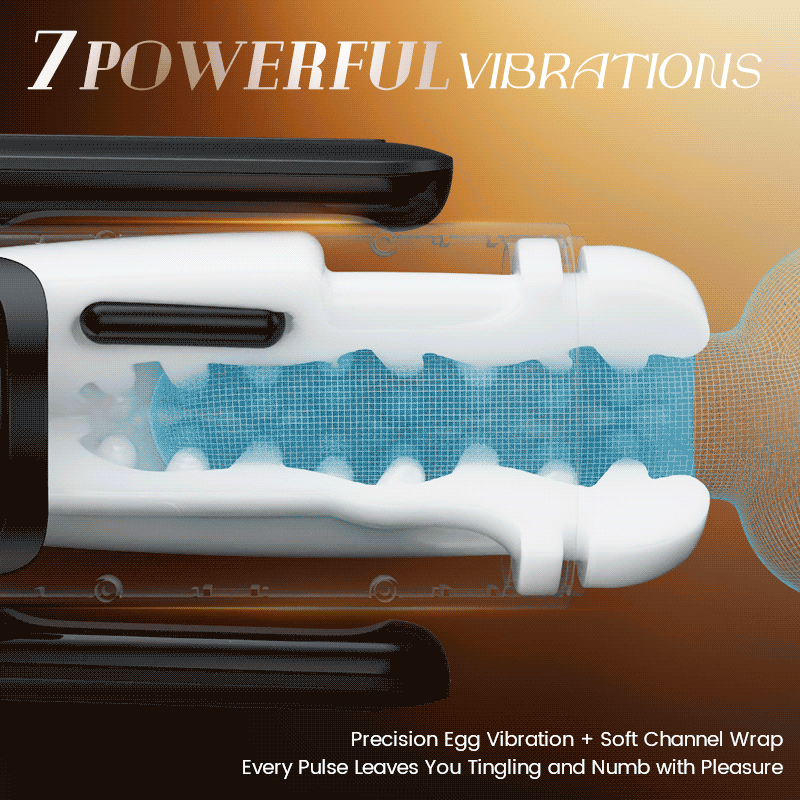 Phantom - 7 Suctions 7 Vibrations  Dual Handles  Large Granule Channel Texture  Male Stroker