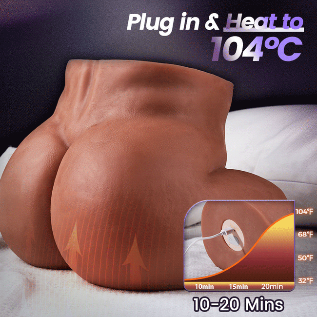 Paola - Realistic Butt TPE Masturbator 12.79 lbs – 5 Suction 10 Vibration Automatic Heating Waterproof Male Sex Doll