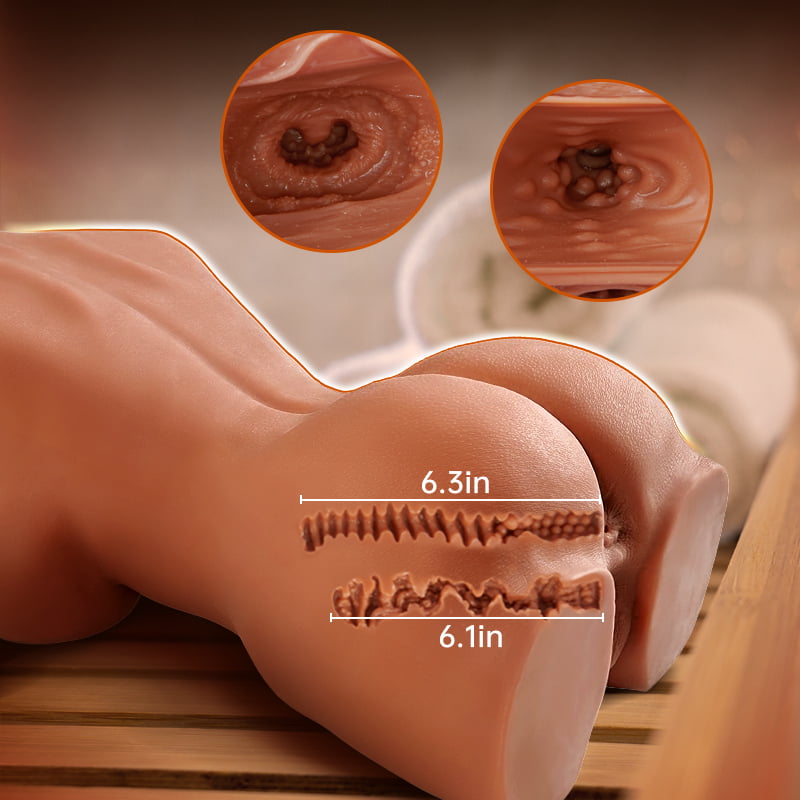 Jian - 10.7 lbs Brown Realistic TPE Sex Doll, Playable Breasts & Textured Dual Entry Lifelike Doll Masturbator Sex Torso