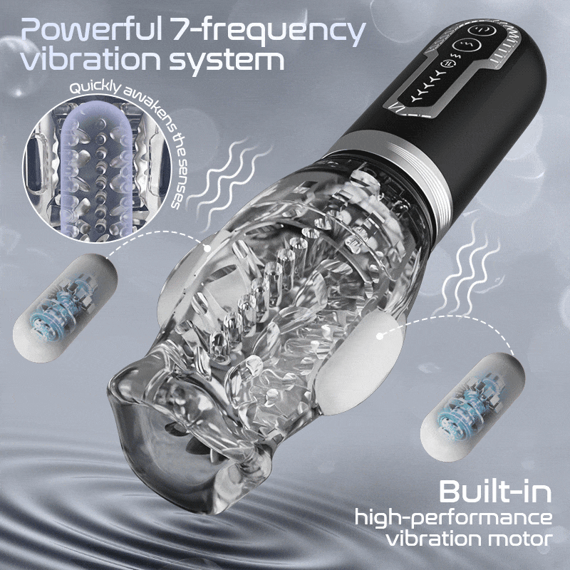 【Legs-Shaking】Amber - 5 Telescopic and Rotational 7 Vibration Realistic Lip and Mouth Touch Handheld Masturbator