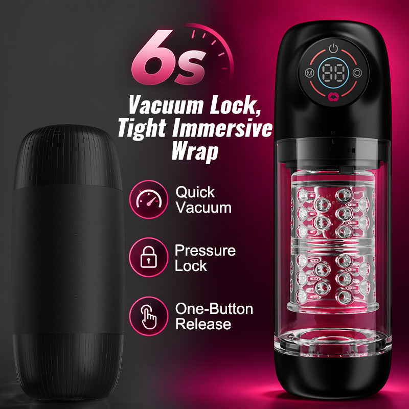 Poseidon - 7 Rotating 7 Sucking Licking LCD Display Pumps & Enlargers Automatic Male Masturbator