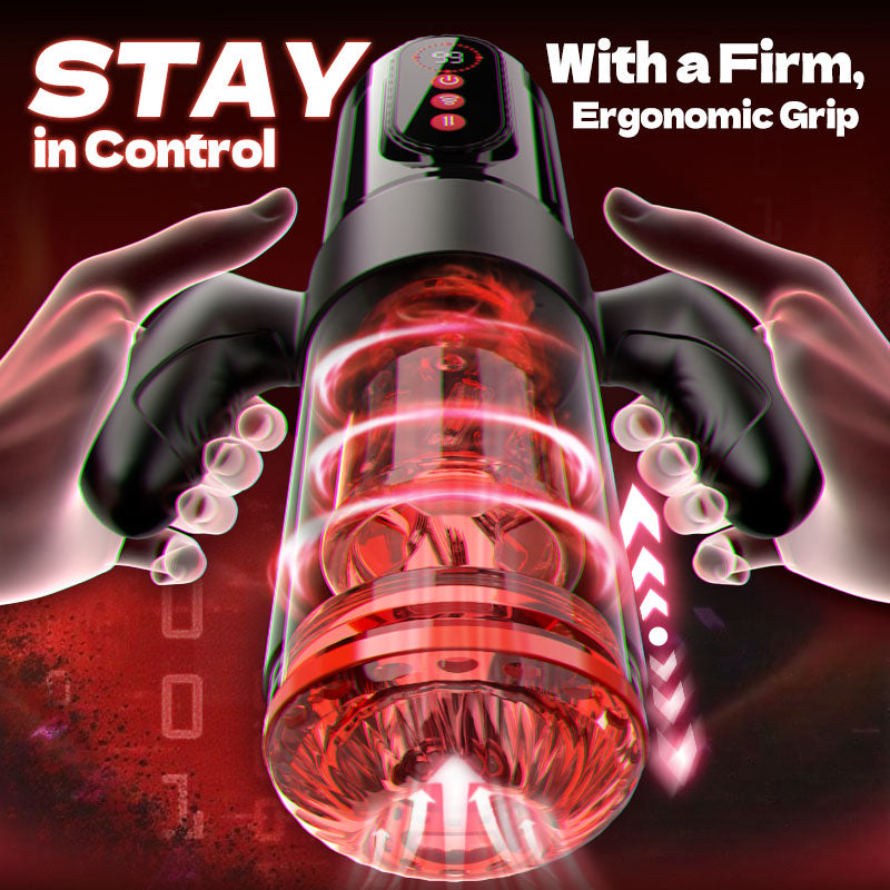 Acmejoy - Terminator 9 Telescopic Rotating Sucking with Handle Male Stroker