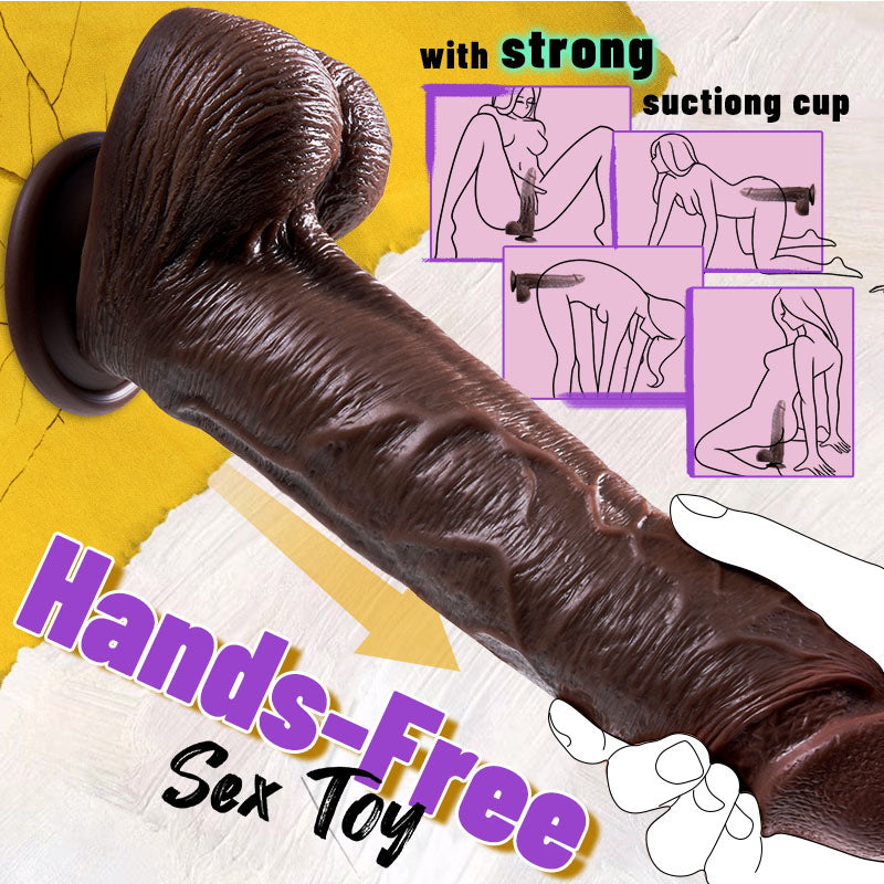 Acmejoy - Thrusting Thick Long Lifelike Heating Big Black Dildo 10.83 Inch